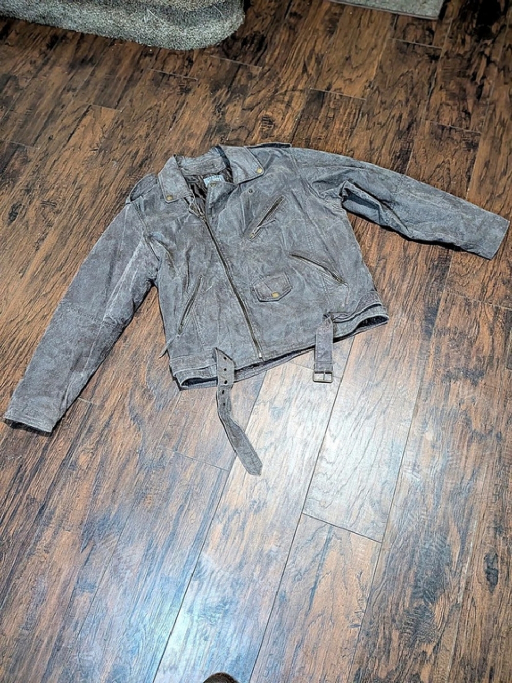 Wilson Leather Gray Moto Jacket Size XL